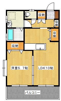 ハピネスヒルズ(1LDK/1階)の間取り写真