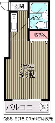 ローズアパートQ-88(ワンルーム/2階)の間取り写真