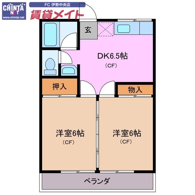 メゾン松鶴(2DK/1階)の間取り写真