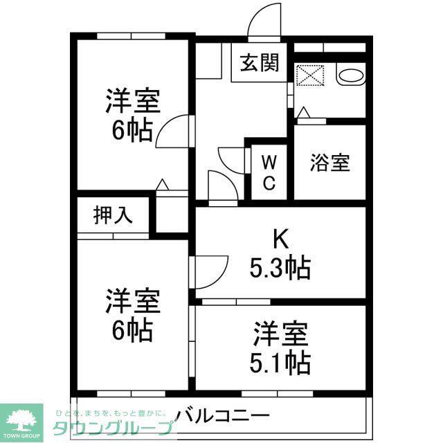 レジデンスイトウ(3DK/1階)の間取り写真