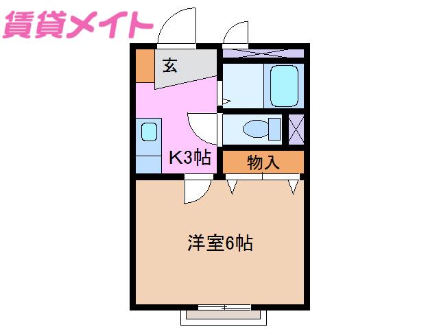 シングルハイツ鳥取II(1K/2階)の間取り写真