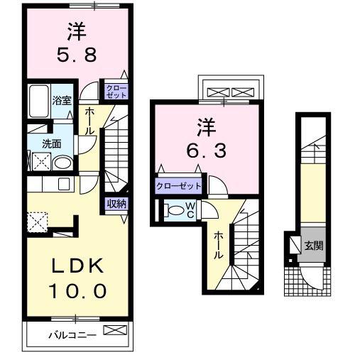 フォレストコート II(2LDK/2階)の間取り写真
