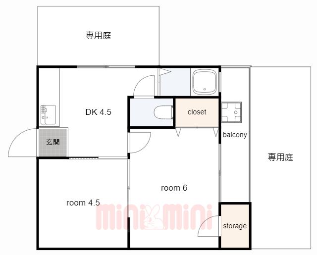 ハイツ桜台 西棟(2DK/1階)の間取り写真