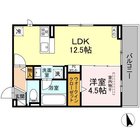 D-AVANCE戸崎元町(1LDK/2階)の間取り写真