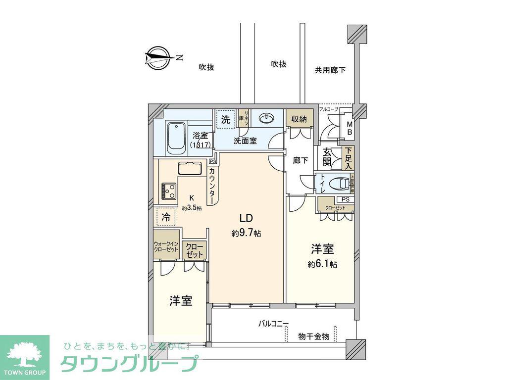メルローズスクエア武蔵小金井(2LDK/2階)の間取り写真