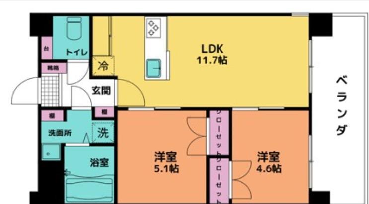 ESAN TERRACE登川II(2LDK/6階)の間取り写真