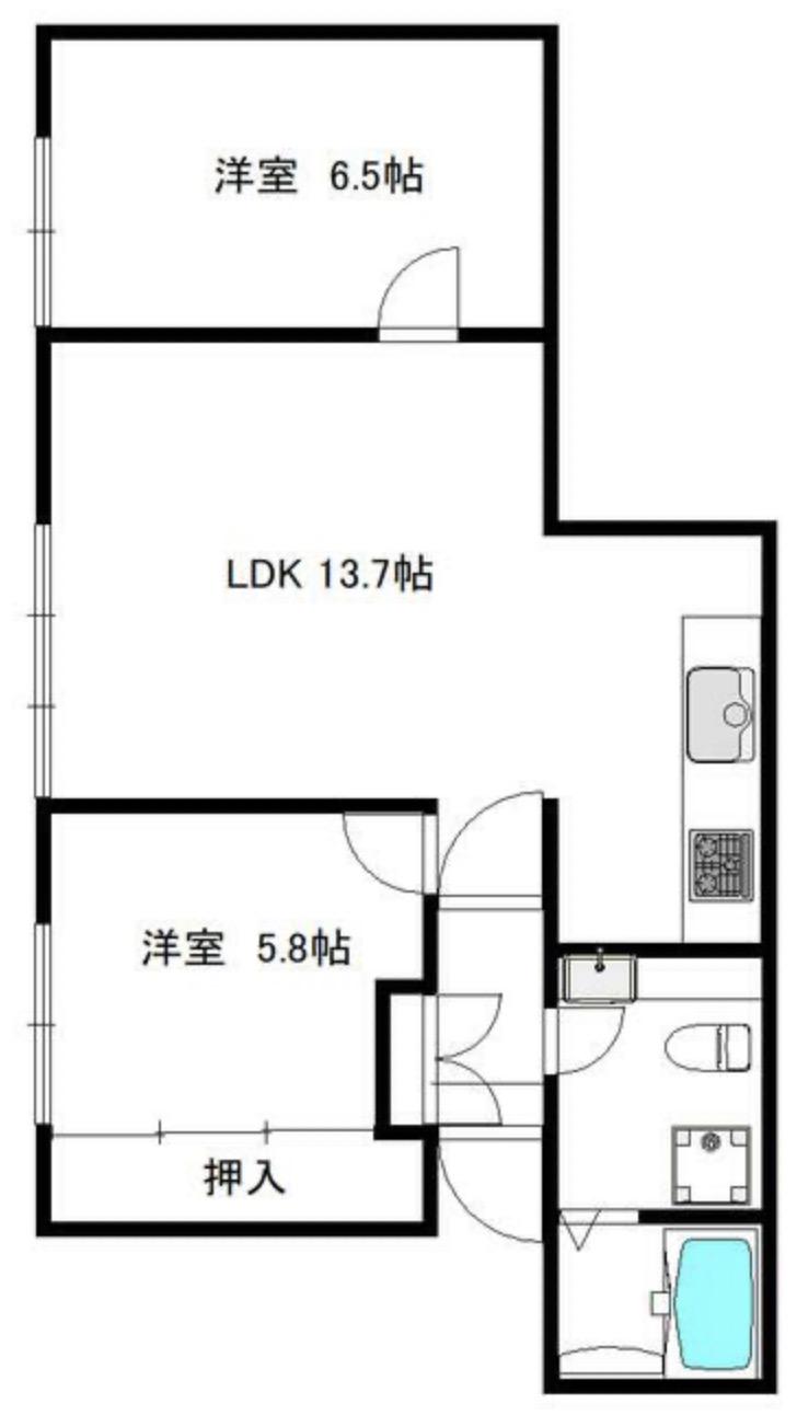 TDRフラット(2LDK/2階)の間取り写真