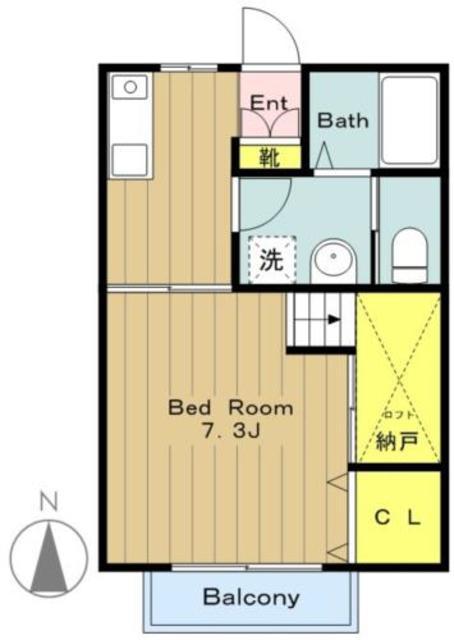 アドラブル(1K/2階)の間取り写真