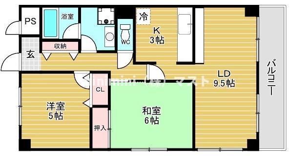 プロニティ江川(2LDK/4階)の間取り写真