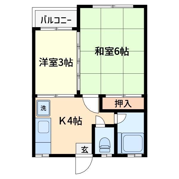 ネット101(2K/2階)の間取り写真