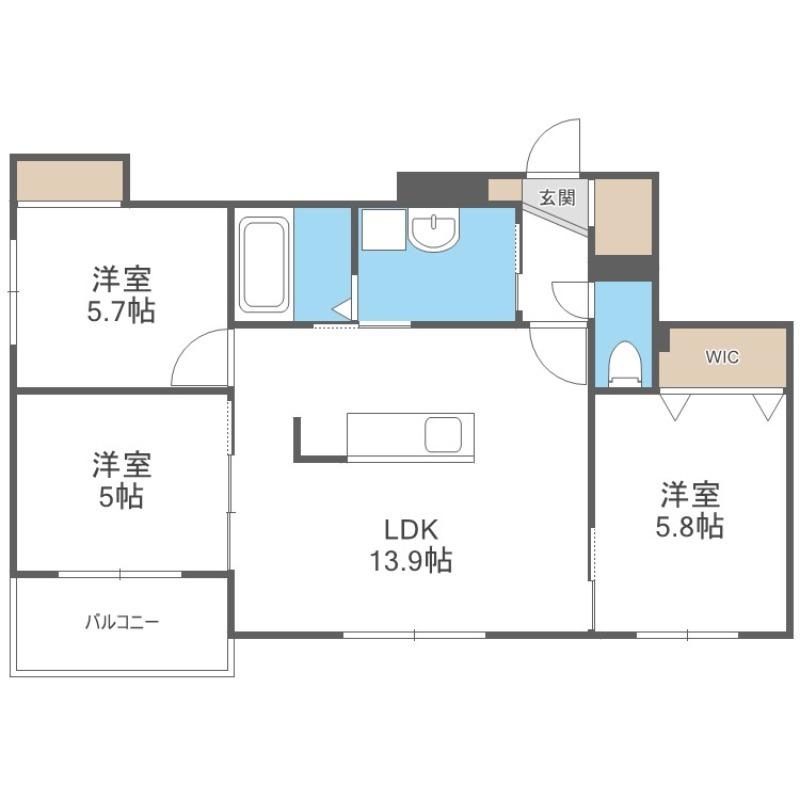 パーク農試館(3LDK/3階)の間取り写真