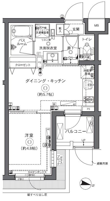 ZOOM中野坂上(1DK/1階)の間取り写真