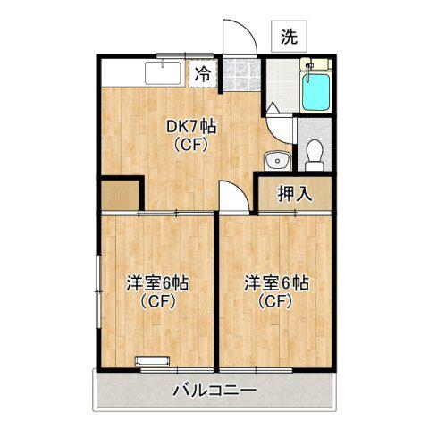 和田ハイム(2DK/1階)の間取り写真