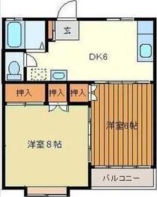 レジデンス中央(2DK/2階)の間取り写真