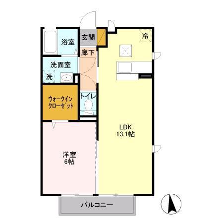 グラン・ジュテC(1LDK/1階)の間取り写真