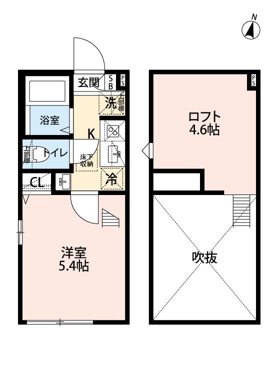 ペルラ小岩(1K/1階)の間取り写真