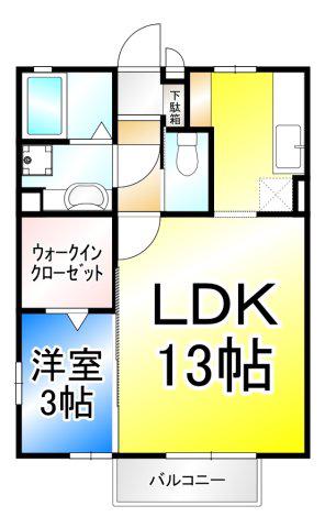 セレーノA(1LDK/2階)の間取り写真