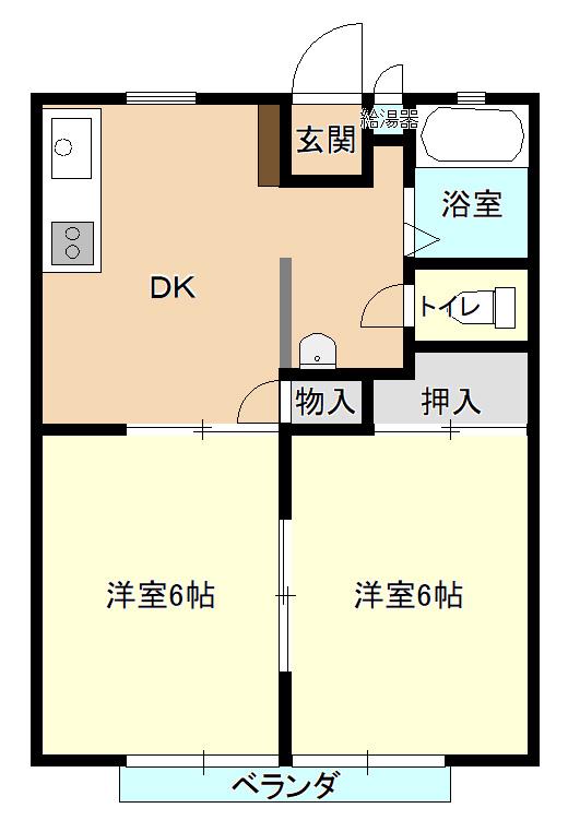 パナハイツ南幅B(2DK/2階)の間取り写真