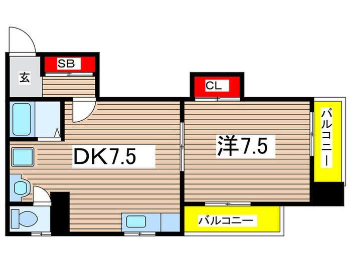 ブリッサプリマベラールII(1DK/5階)の間取り写真