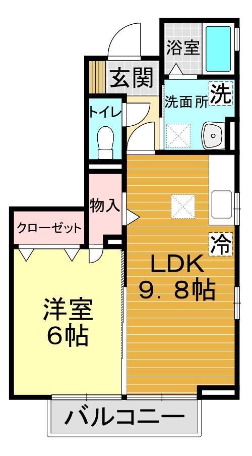 セジュールヒットワン A棟(1LDK/1階)の間取り写真