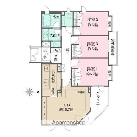 ファミールグラン等々力(3LDK/2階)の間取り写真