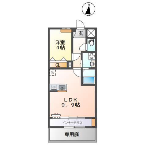シャンボール南高江(1LDK/1階)の間取り写真