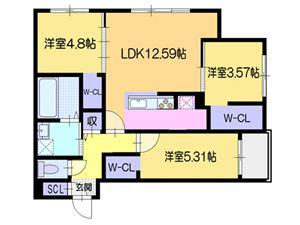 ラ・シュエットS6(3LDK/3階)の間取り写真