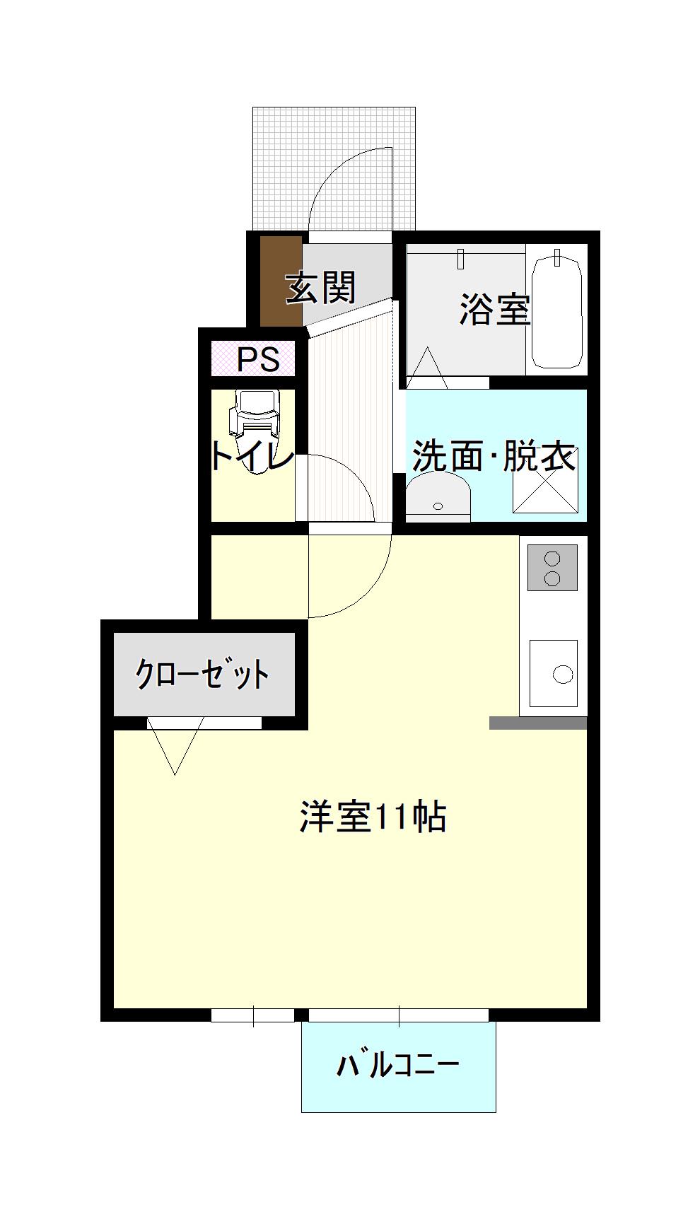 プラウド(ワンルーム/1階)の間取り写真