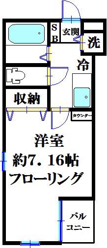LIVING COMFORT(1K/1階)の間取り写真