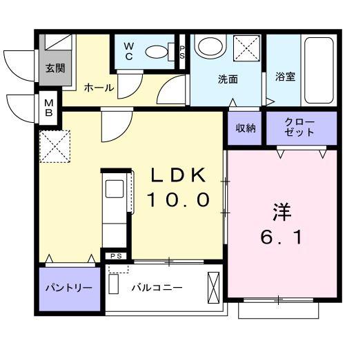 フォーチュンパークII(1LDK/3階)の間取り写真