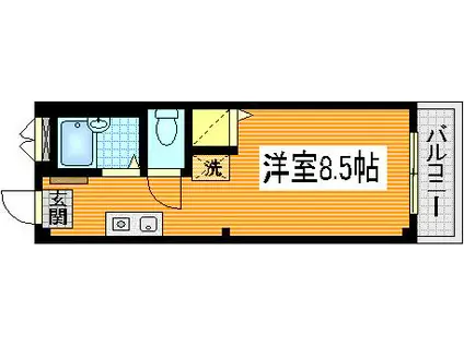 グランディ楽々園(1K/2階)の間取り写真