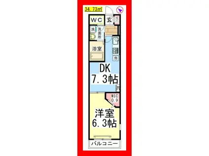 AF ラフィネ ノース(1DK/3階)の間取り写真