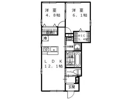 S・海老園 (2LDK/1階)の間取り写真