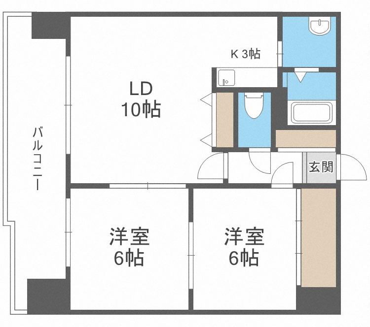ヴィビ新札幌II(2LDK/11階)の間取り写真