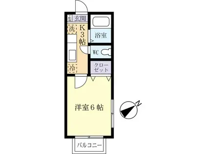 クローバーハイツ(1K/2階)の間取り写真