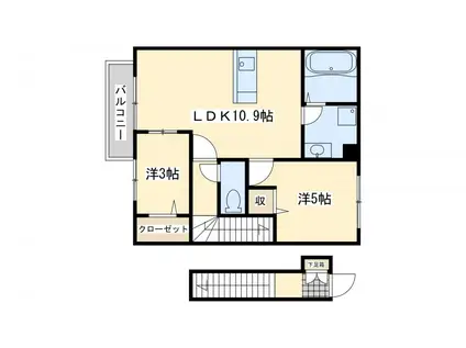 S・ウィットますみ(2LDK/2階)の間取り写真