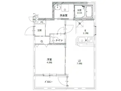 フジパレス駒林II(1LDK/2階)の間取り写真