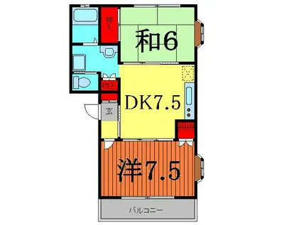 サンハイムA(2DK/2階)の間取り写真
