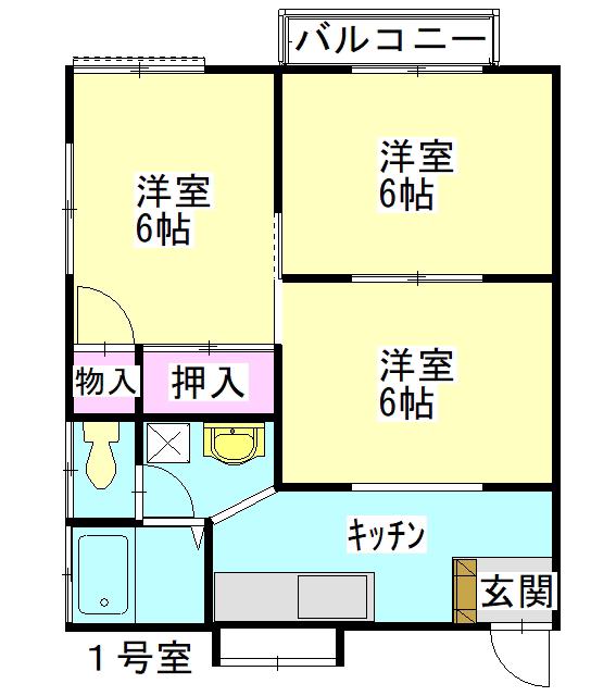 曙コーポ(3K/2階)の間取り写真