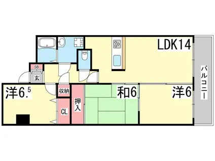 ハーモニー三幸(3LDK/1階)の間取り写真