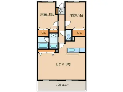 ルーヴァンNA(2LDK/2階)の間取り写真
