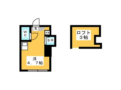 アーバンプレイス富士見台A(ワンルーム/2階)の間取り写真