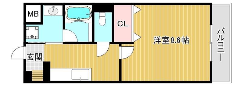 パークテラス白鳥(1K/1階)の間取り写真