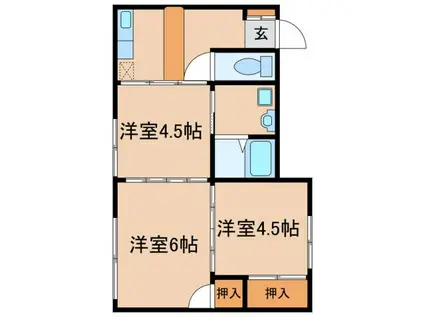 大峯アパート(3K/2階)の間取り写真