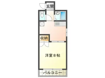 岡本マンション(1DK/2階)の間取り写真