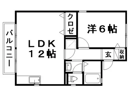 K・Iセジュール(1LDK/2階)の間取り写真