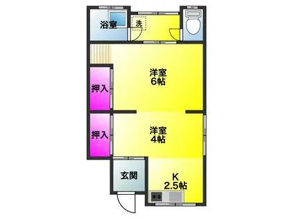 ワイズアパートメント和泉I(2K/1階)の間取り写真