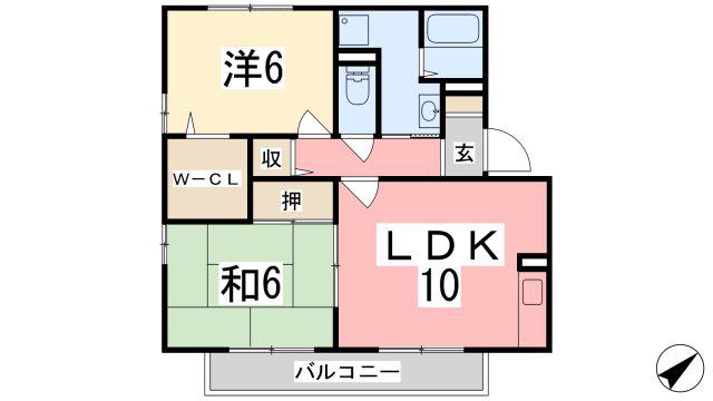 エクセルコートB(2LDK/2階)の間取り写真