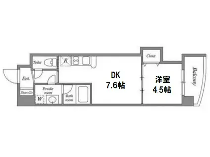 ルクレ新大阪レジデンス(1DK/4階)の間取り写真