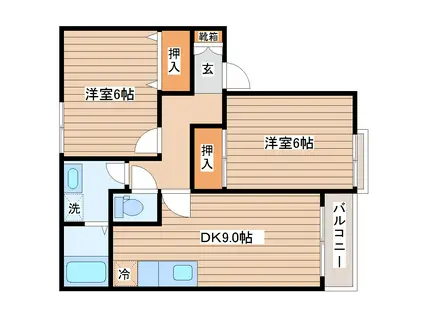 サンライフ東中田(2DK/1階)の間取り写真